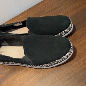 Toms Womens Black Espadrille Slip-On Sueded Shoes Size 10
